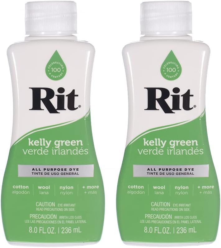 Rit Dye Multi-Purpose Liquid 8 OZ. | Great for Clothing, Accessories, Décor, and Much More | 2-Pack, Kelly Green
